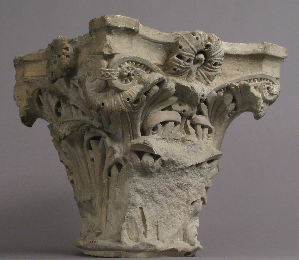 Capital with an Angel Emerging from a Cloud, Limestone, French