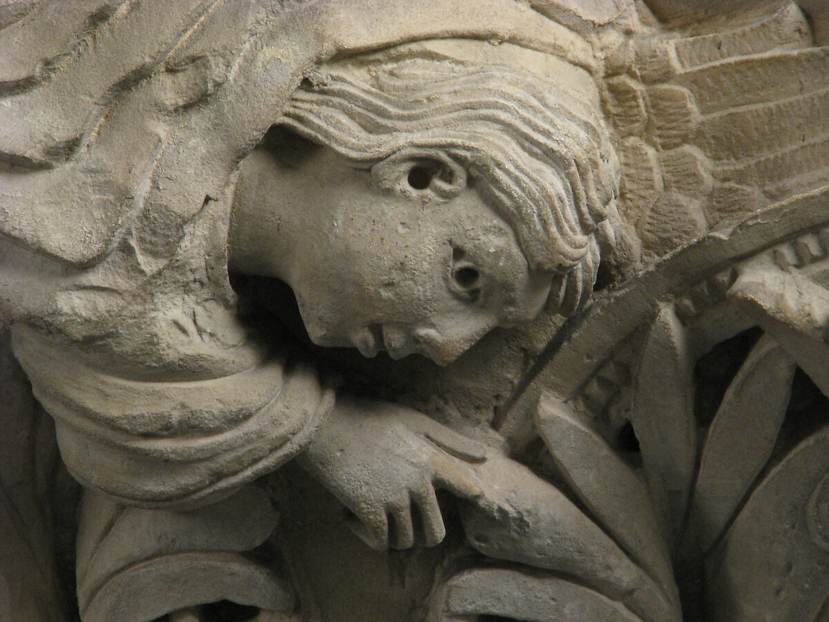 Capital with an Angel Emerging from a Cloud, Limestone, French