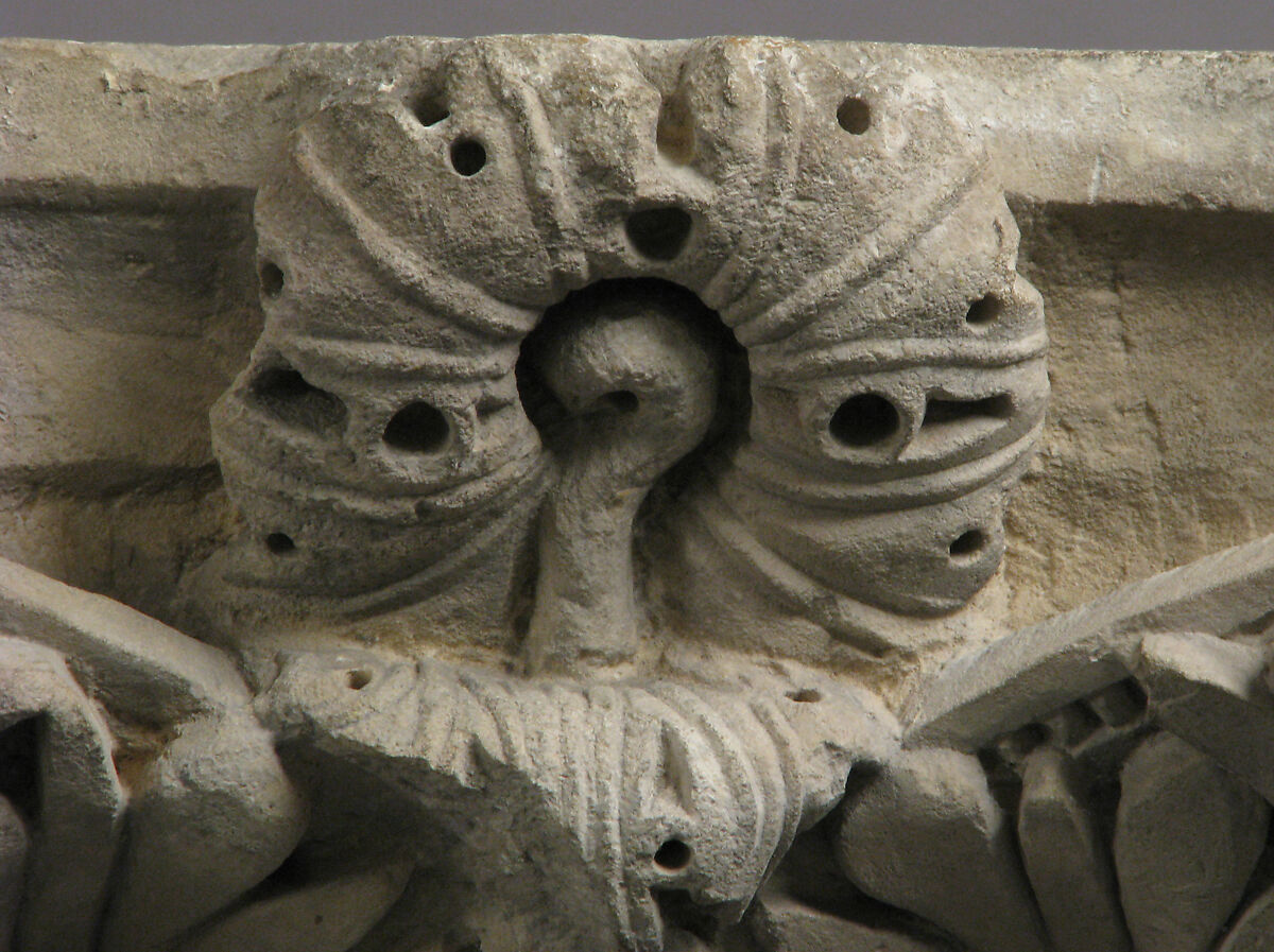 Capital with an Angel Emerging from a Cloud, Limestone, French