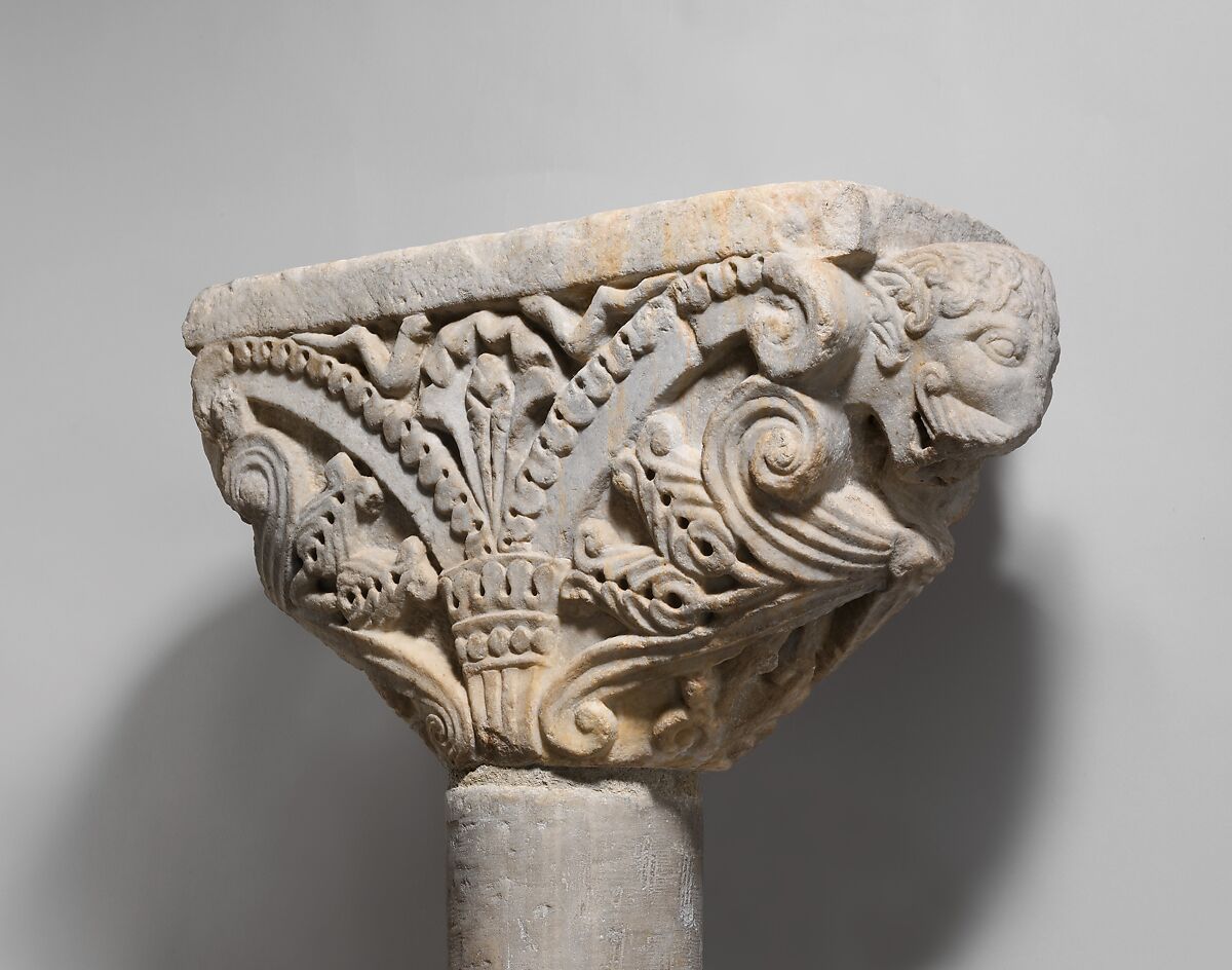 Wedge-shaped Capital, Marble, Italian 