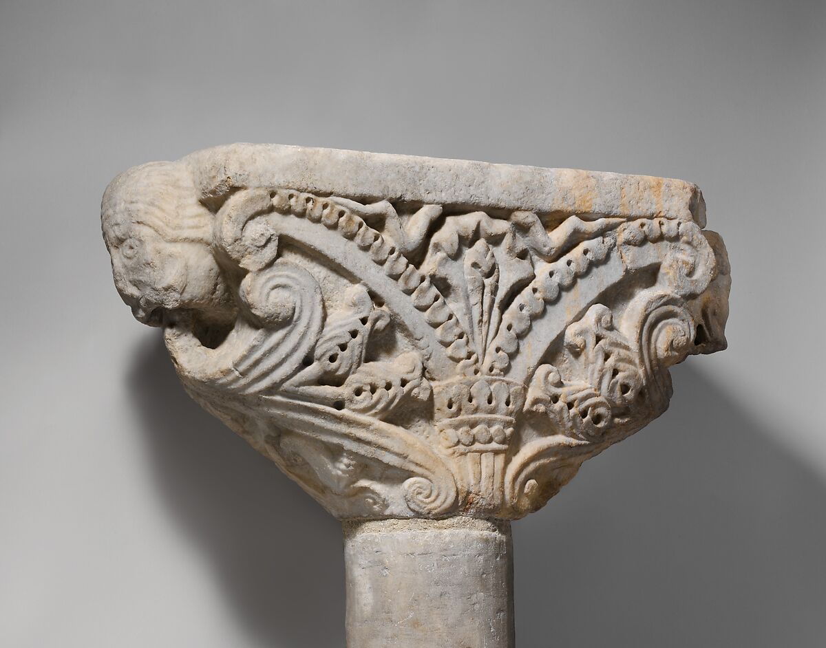 Wedge-shaped Capital, Marble, Italian