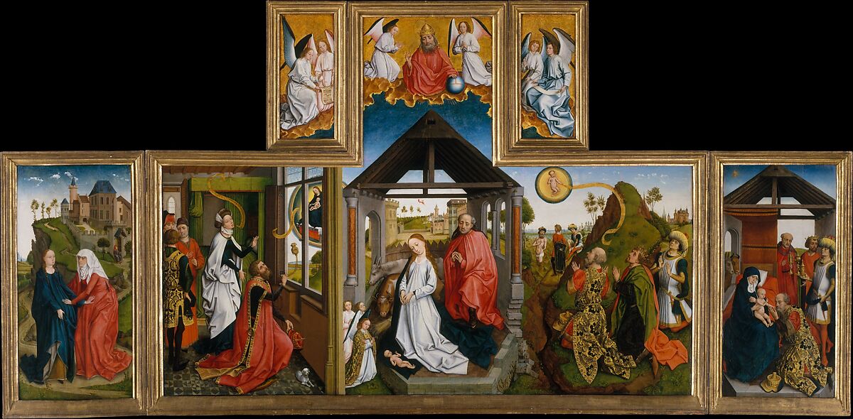 The Nativity Polyptych, Workshop of Rogier van der Weyden (Netherlandish, Tournai ca. 1399–1464 Brussels), Oil on oak, South Netherlandish 