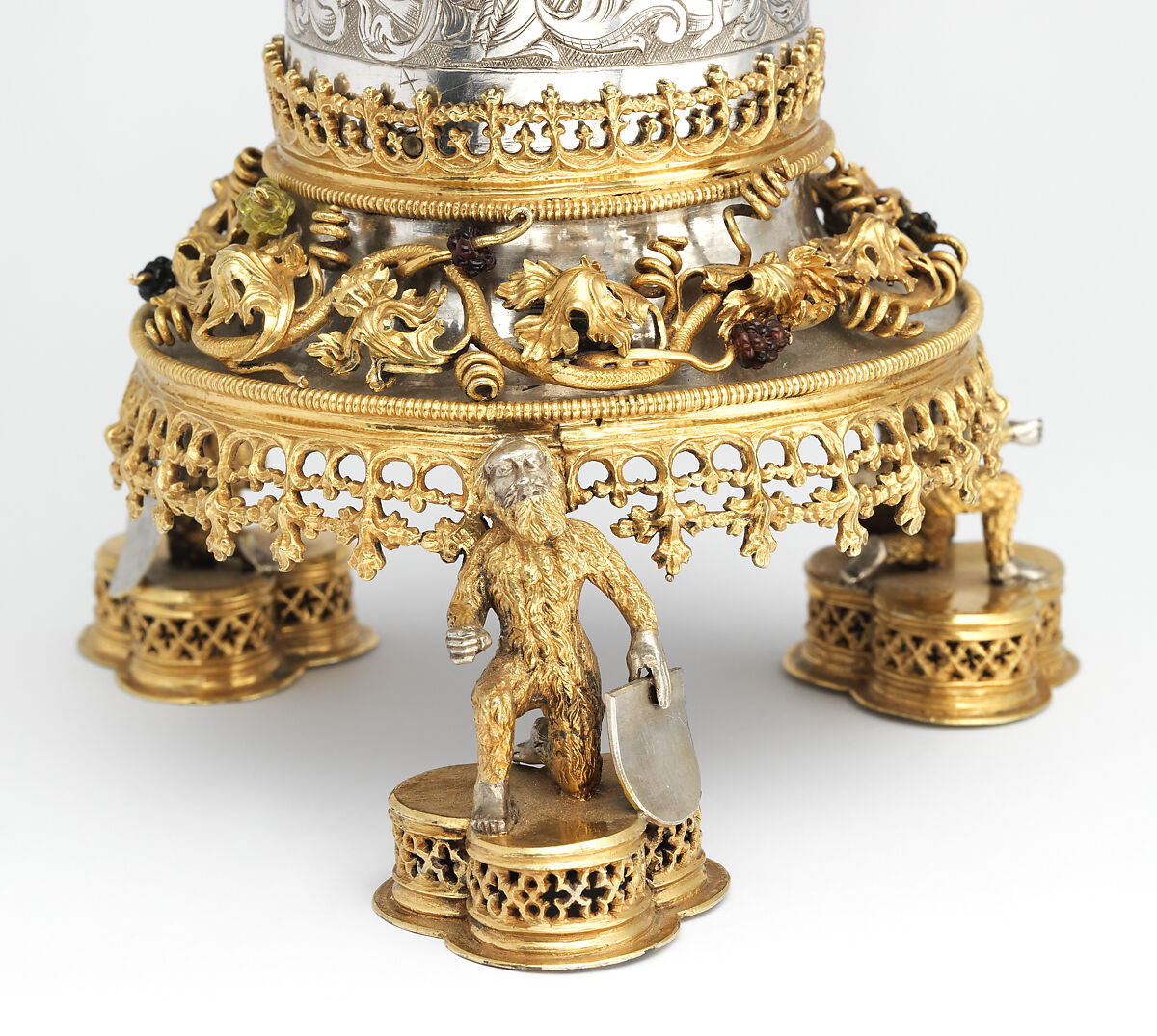 Covered Beaker, Hans Greiff (German, active ca. 1470–died 1516 Ingolstadt), Silver, gilded silver, enamel, and glass, German