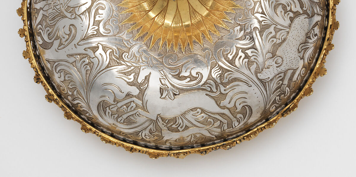 Covered Beaker, Hans Greiff (German, active ca. 1470–died 1516 Ingolstadt), Silver, gilded silver, enamel, and glass, German