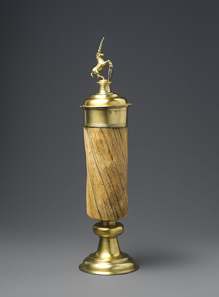 Covered Goblet, Narwhal tooth, gilded silver, and enamel, German