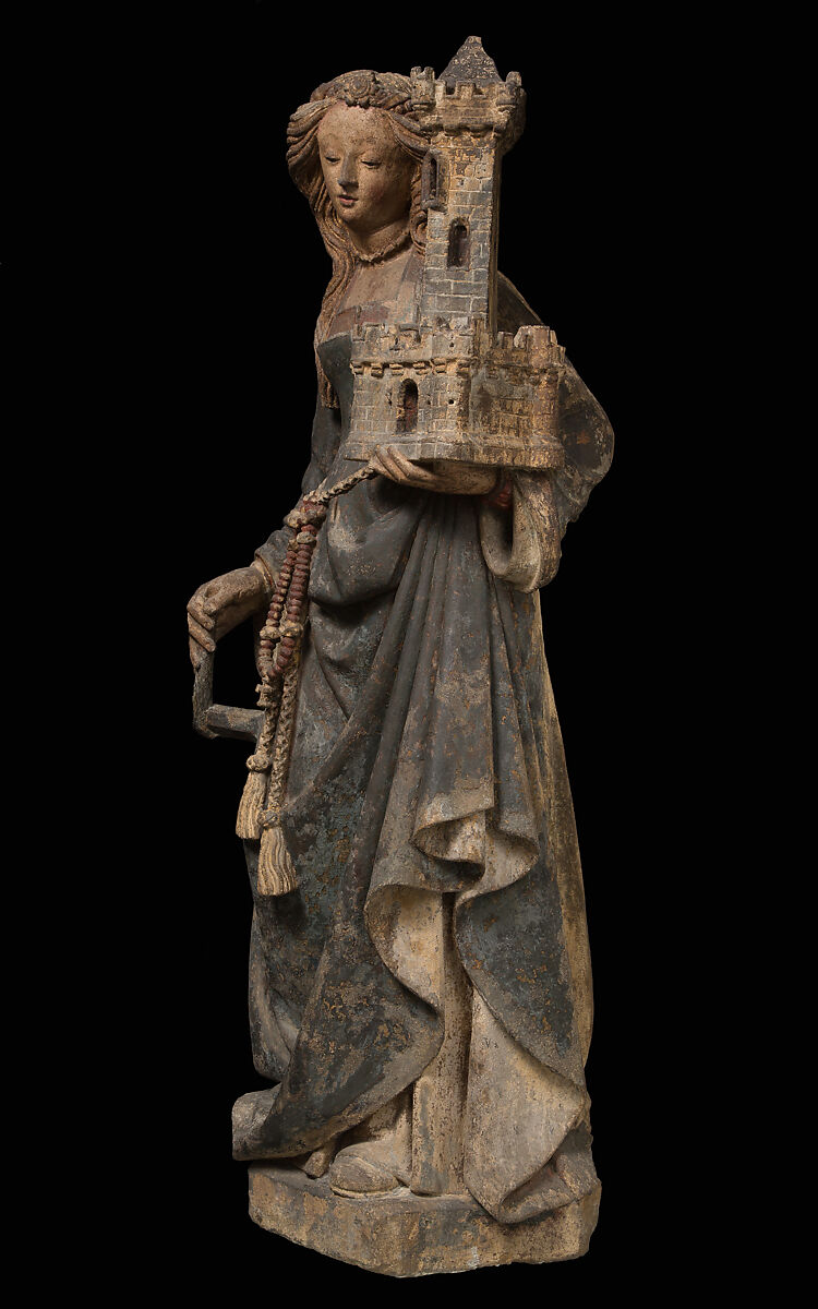 Saint Barbara, Limestone, paint, gilt, North French