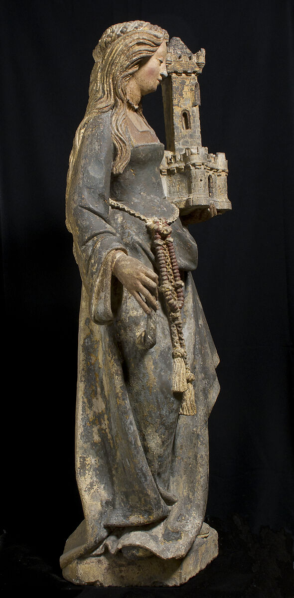 Saint Barbara, Limestone, paint, gilt, North French