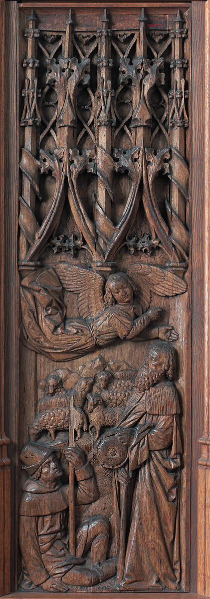 Panel with an Angel Appearing to Joachim, Oak, French 