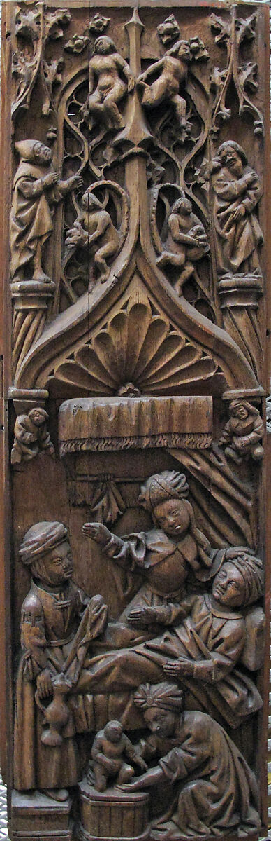 Panel with the Birth of the Virgin, Oak, French 