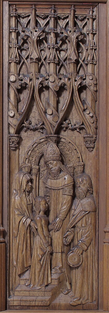 Panel with the Presentation of the Virgin in the Temple, Oak, French 