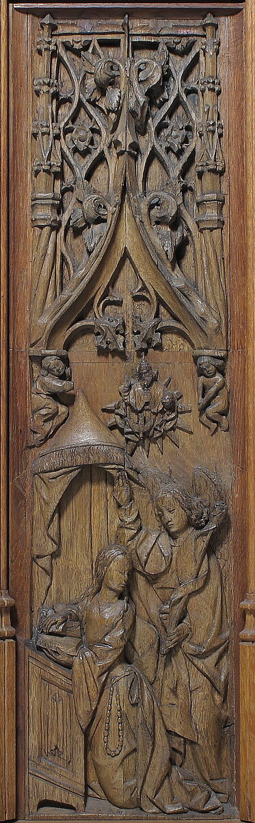 Panel with the Annunciation to the Virgin, Oak, French 