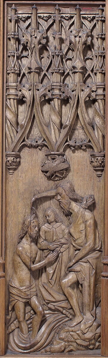 Panel with the Baptism of Christ, Oak, French 