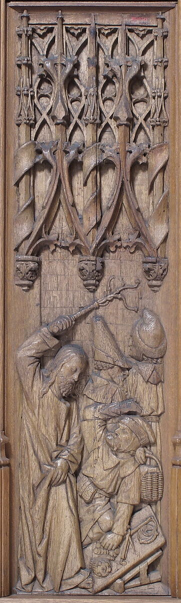 Panel with Christ Driving the Money-Changers from the Temple, Oak, French 