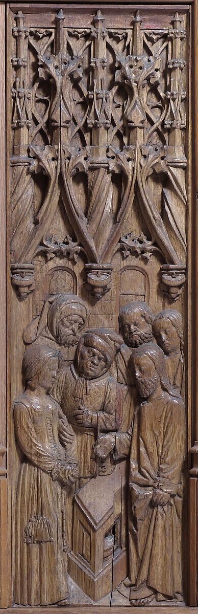 Panel with Christ and the Woman Taken in Adultery, Oak, French 