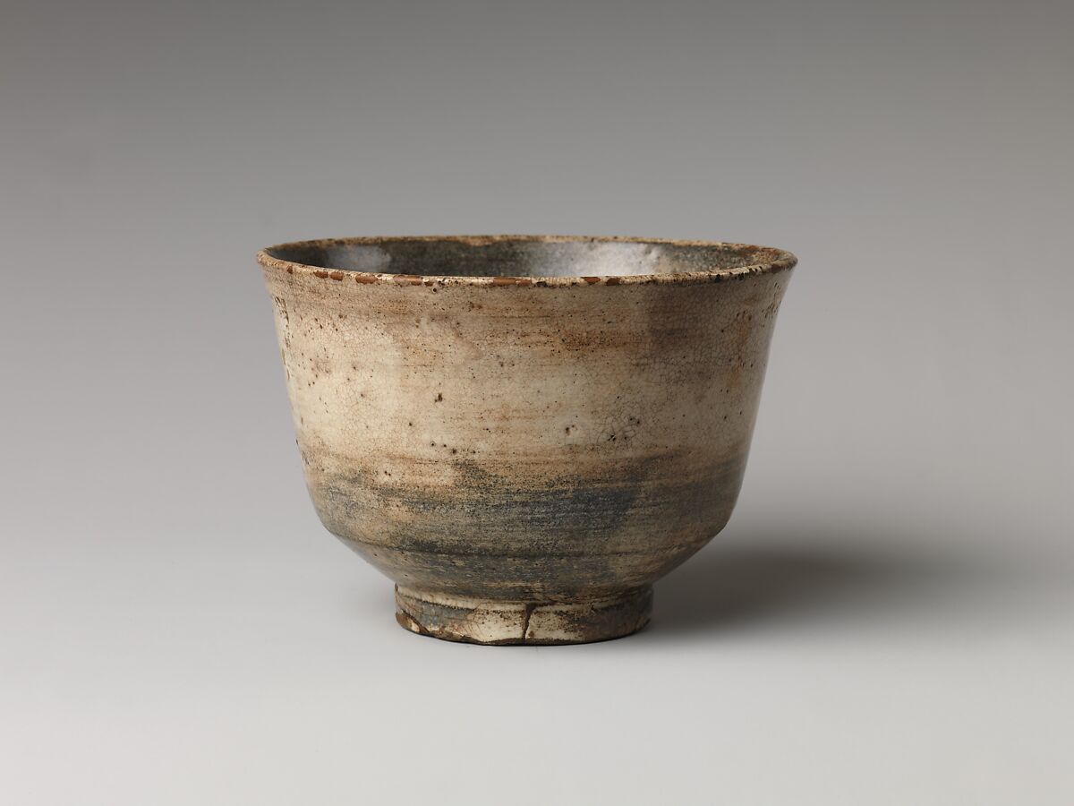 Bowl, Clay, partly covered with white slip under transparent glaze; (Kyoto ware), Japan