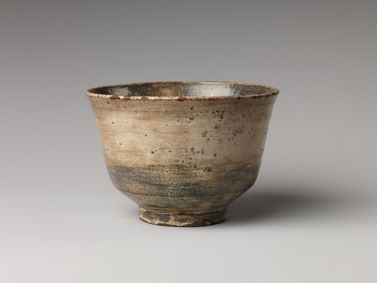 Bowl, Clay, partly covered with white slip under transparent glaze; (Kyoto ware), Japan
