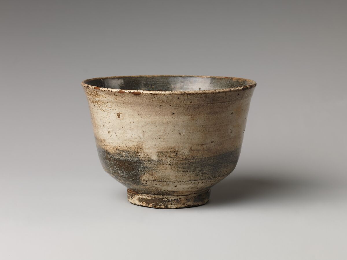 Bowl, Clay, partly covered with white slip under transparent glaze; (Kyoto ware), Japan
