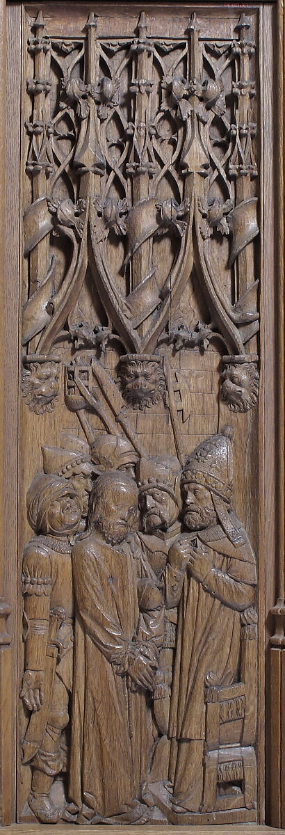 Panel with Christ Before the High Priest, Oak, French 