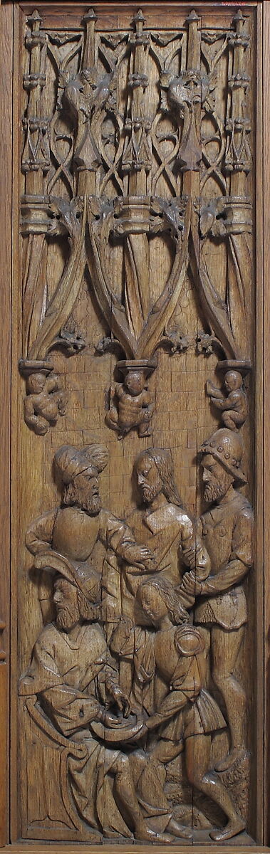 Panel with Pilate Washing his Hands, Oak, French 