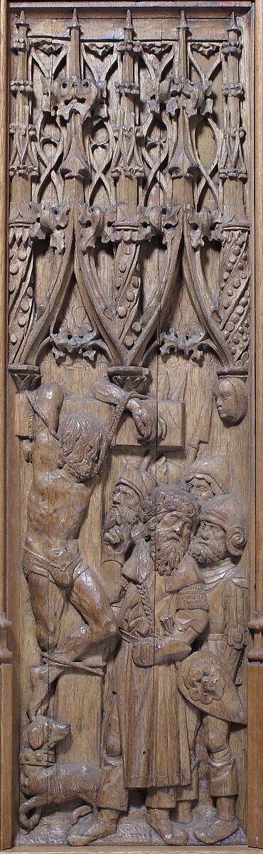 Panel with the Crucifixion of the Bad Thief, Oak, French 