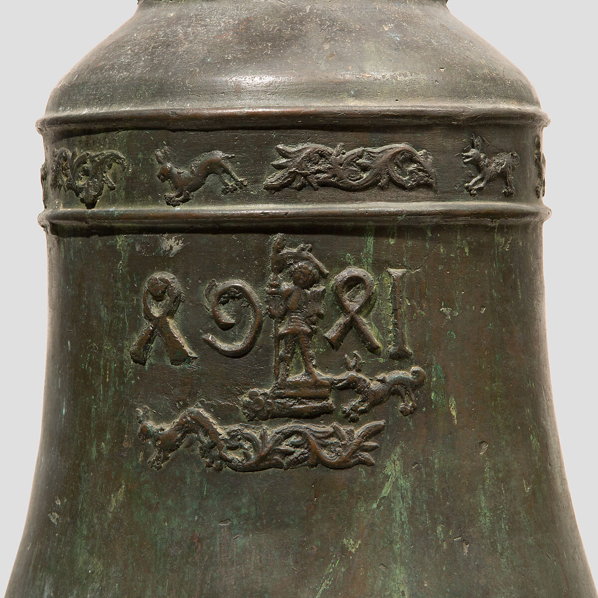 Bell, bronze, green patina, Austrian