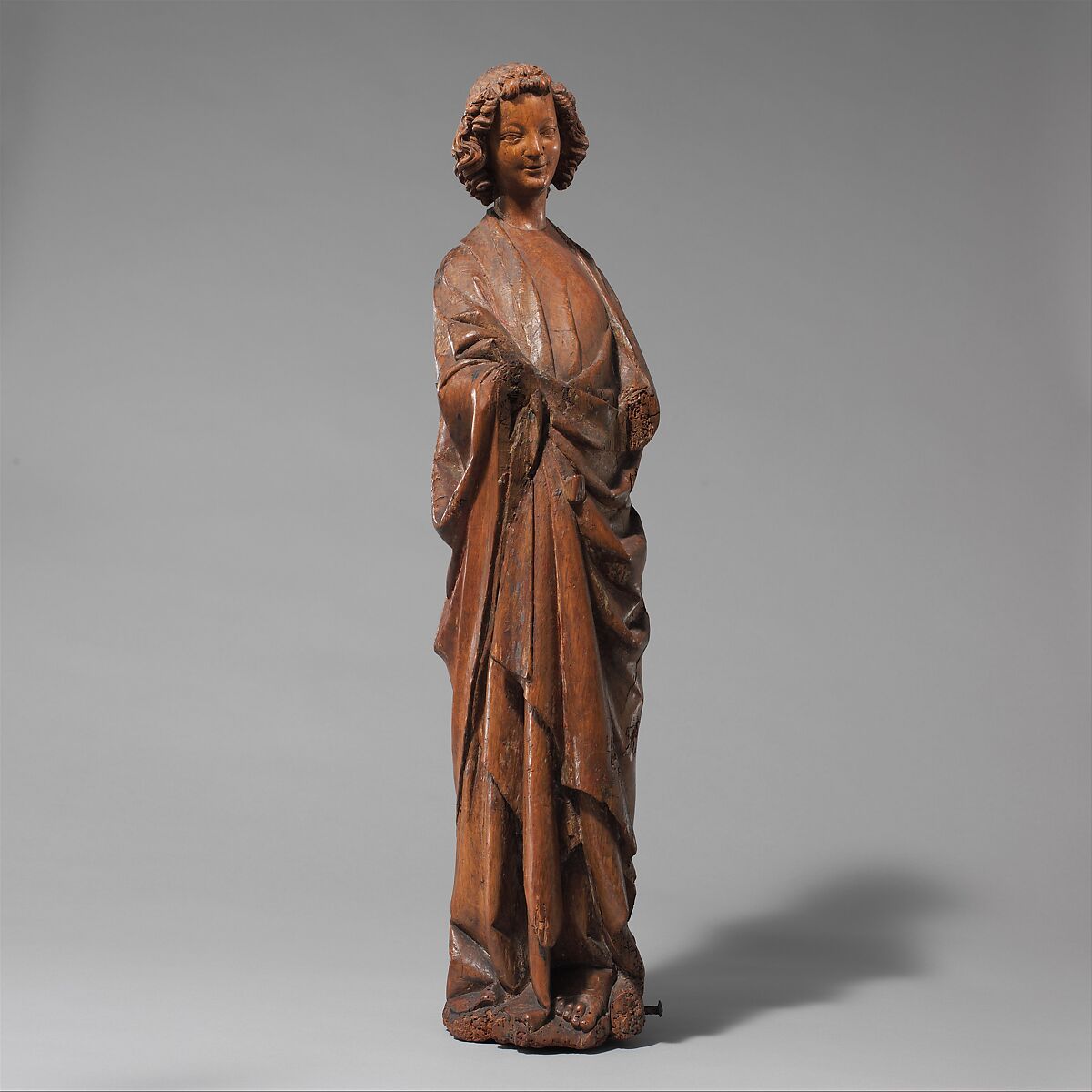Altar Angel (one of a pair), Chesnut with traces of paint, French