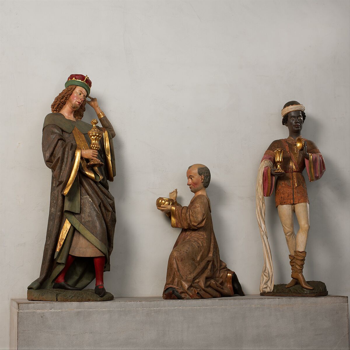 Asian King from an Adoration Group, Poplar with paint and gilding, German