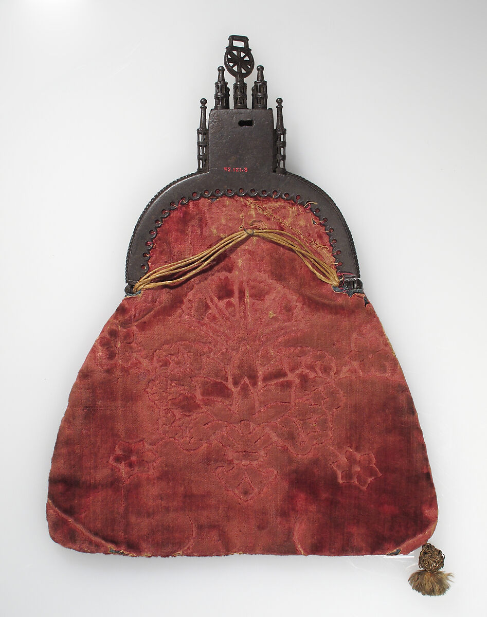 Purse, iron, red velvet brocade, Northern European