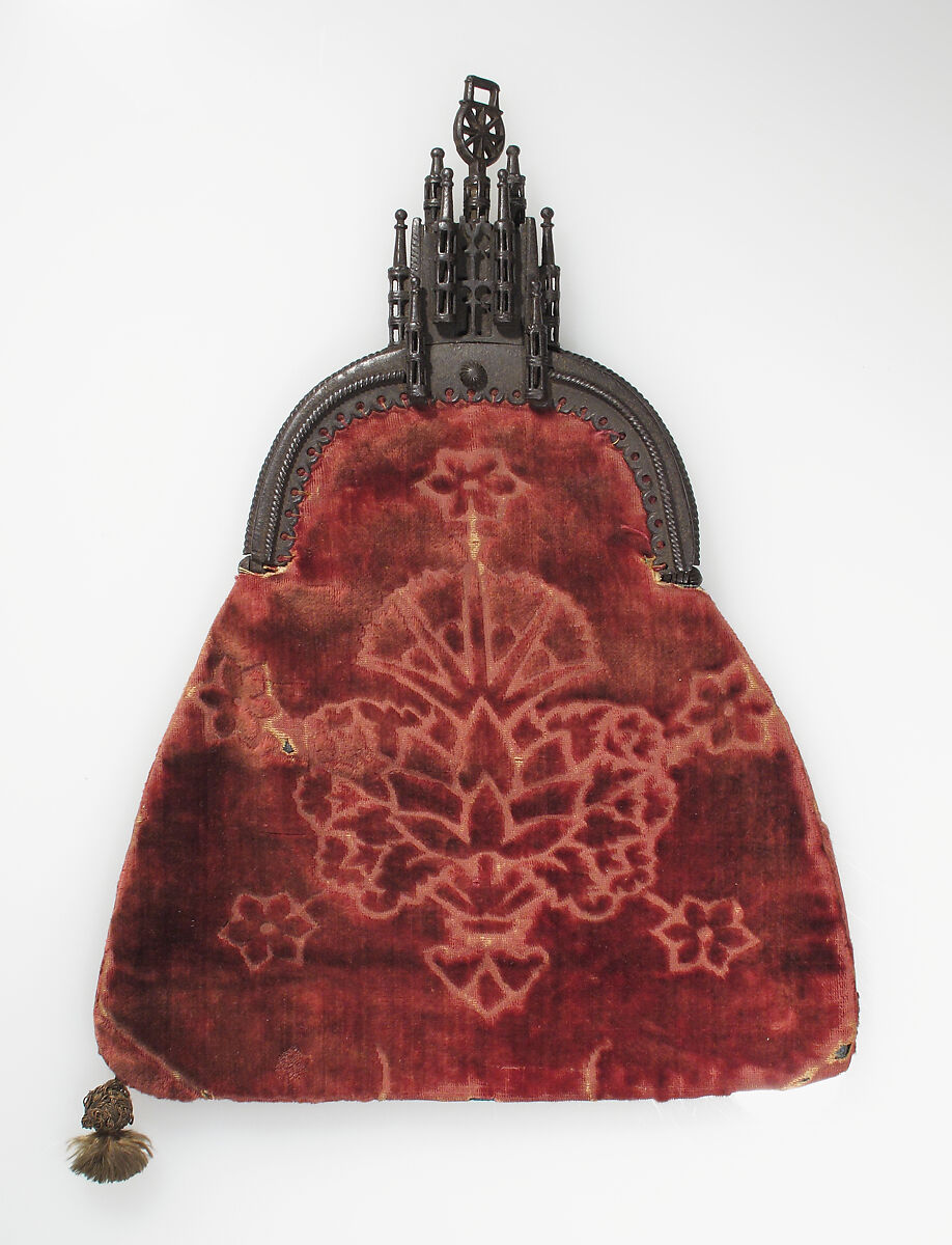 Purse, iron, red velvet brocade, Northern European