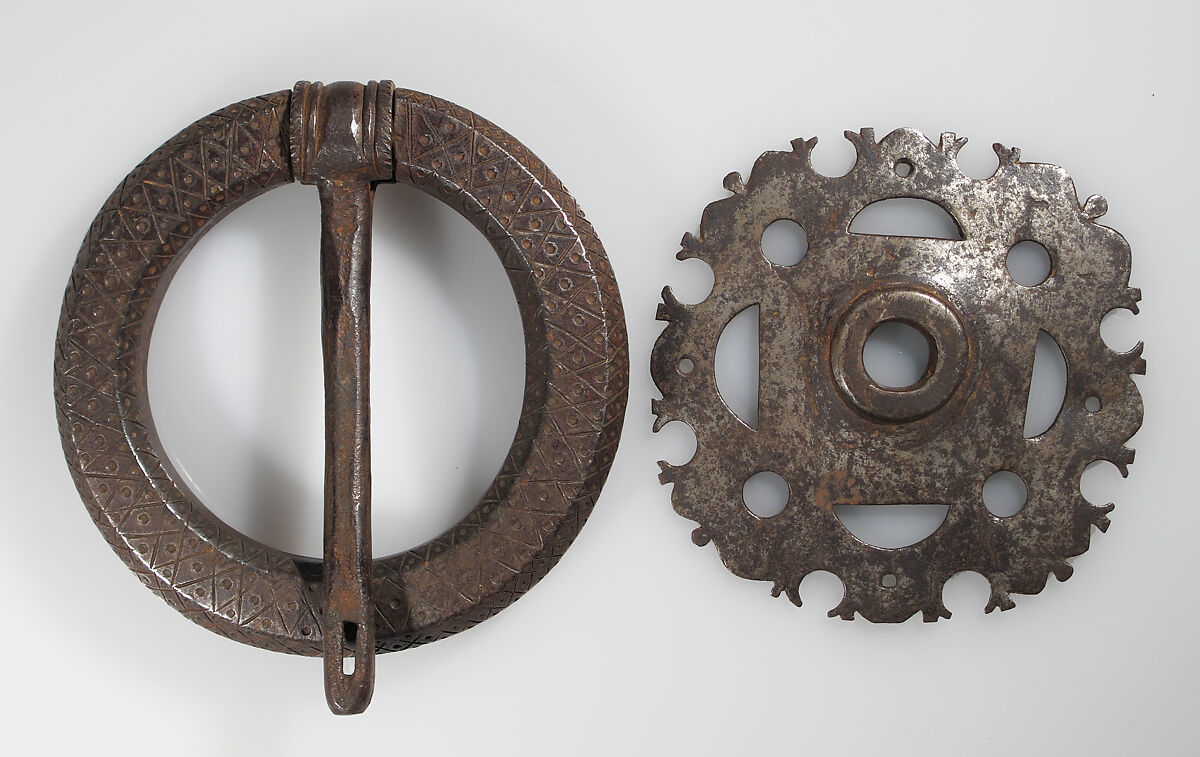 Door Knocker with Plate and Nail, Iron, European 