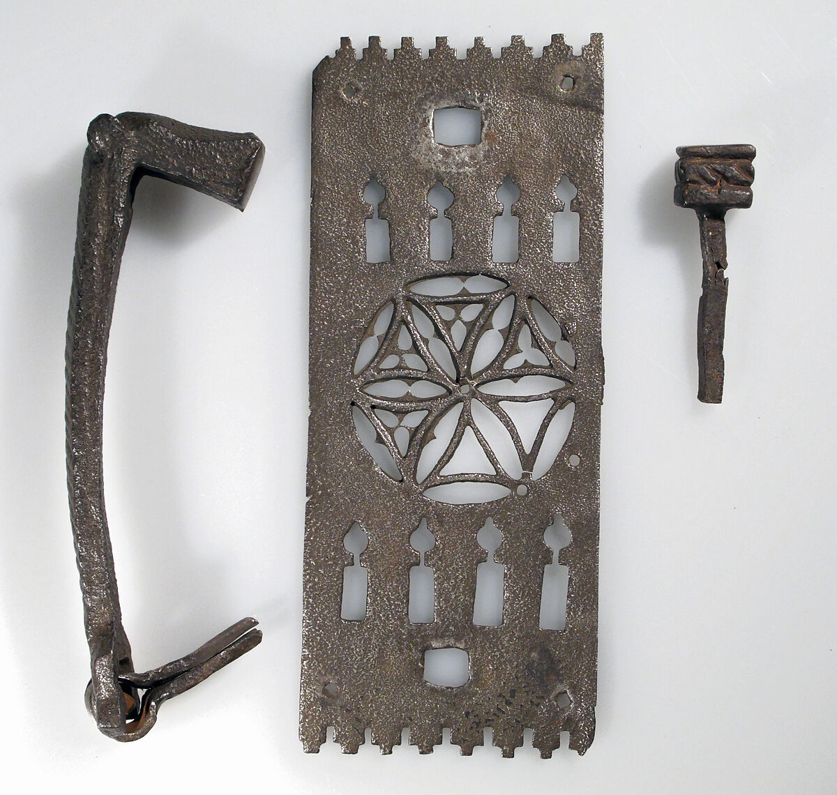 Door Knocker with Plate and Nail, Iron, European 