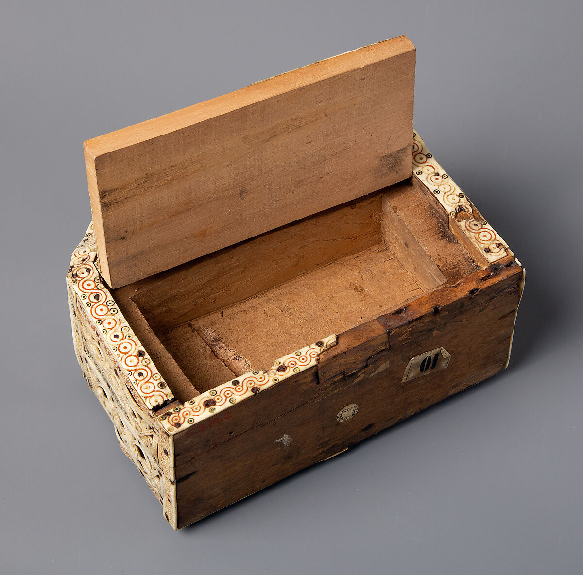 Bursa Reliquary, Bone, paint, copper gilt, iron brads, and sycamore wood, North Italian