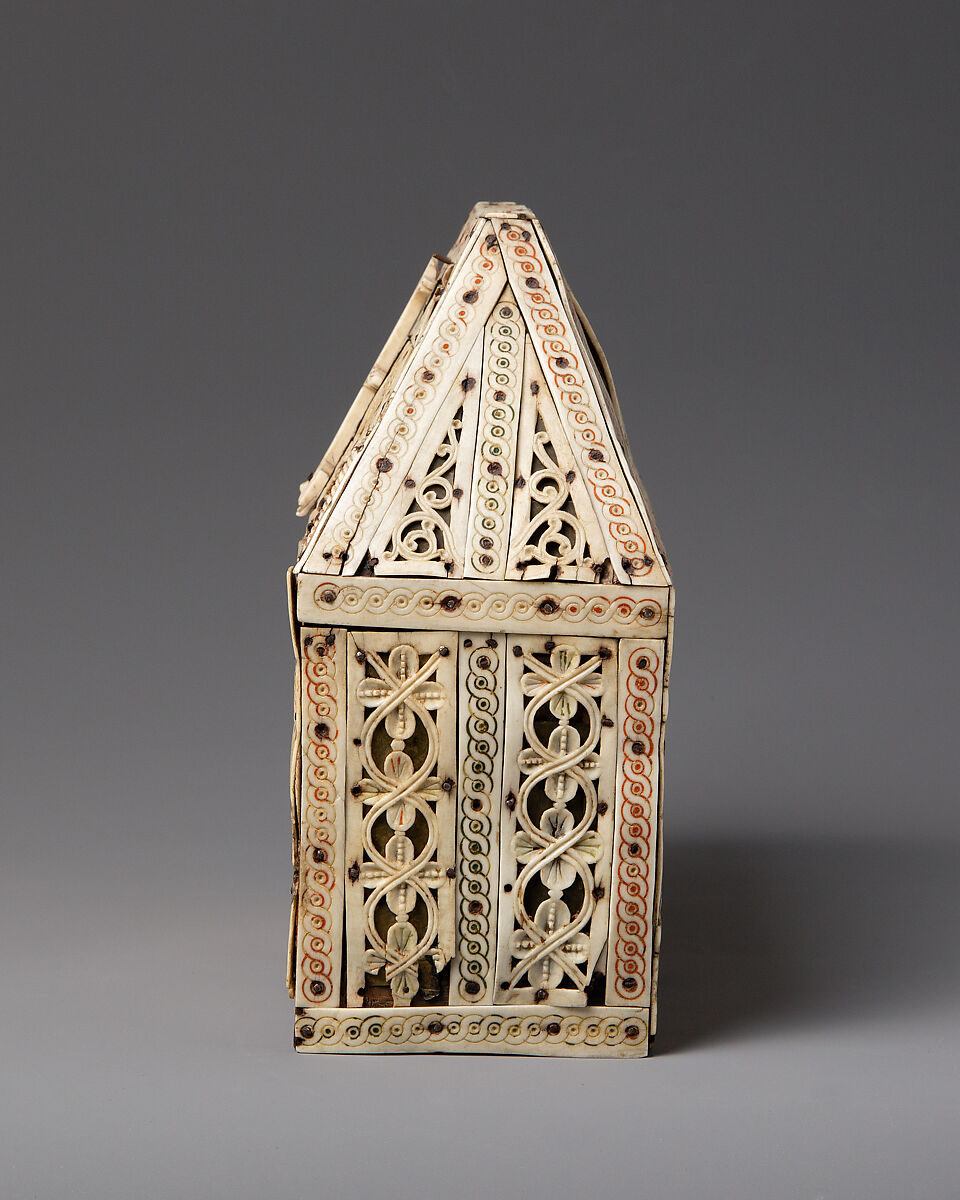 Bursa Reliquary, Bone, paint, copper gilt, iron brads, and sycamore wood, North Italian