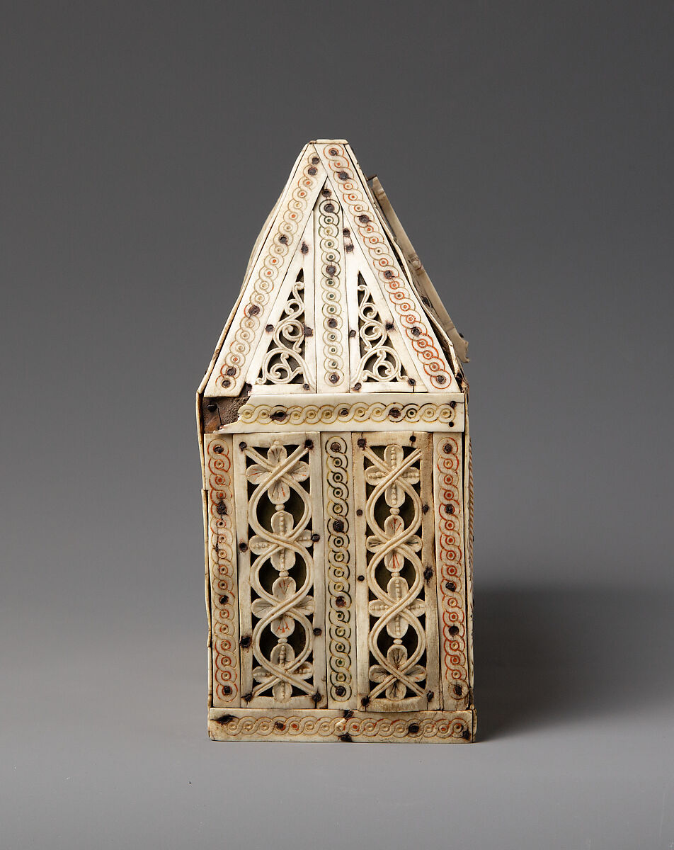 Bursa Reliquary, Bone, paint, copper gilt, iron brads, and sycamore wood, North Italian