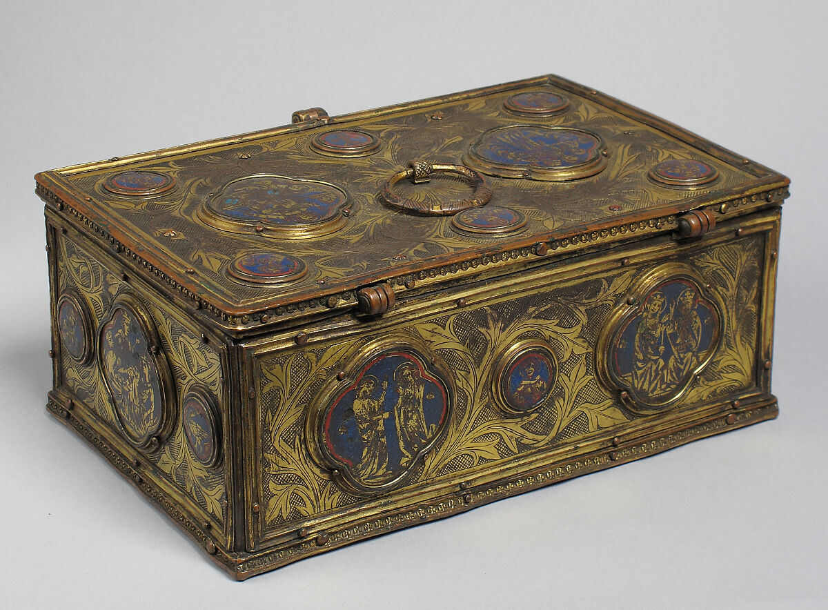 Box with Enamel Plaques, copper gilt, enamel, Austrian