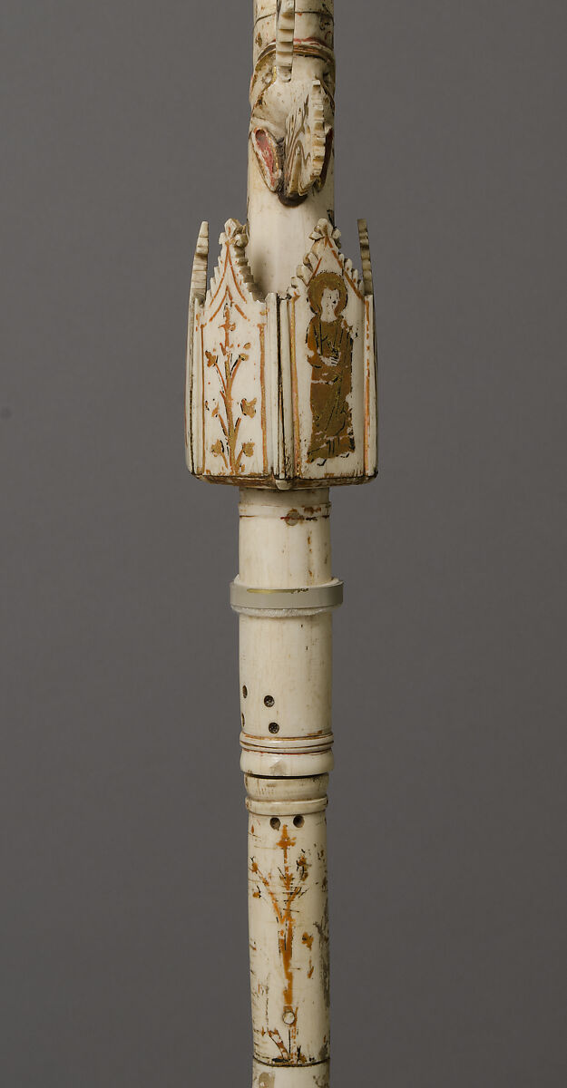 Crozier with Lamb of God, Bone with paint and gold, North Italian