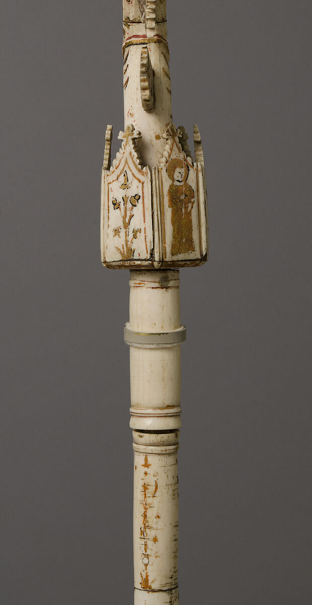 Crozier with Lamb of God, Bone with paint and gold, North Italian