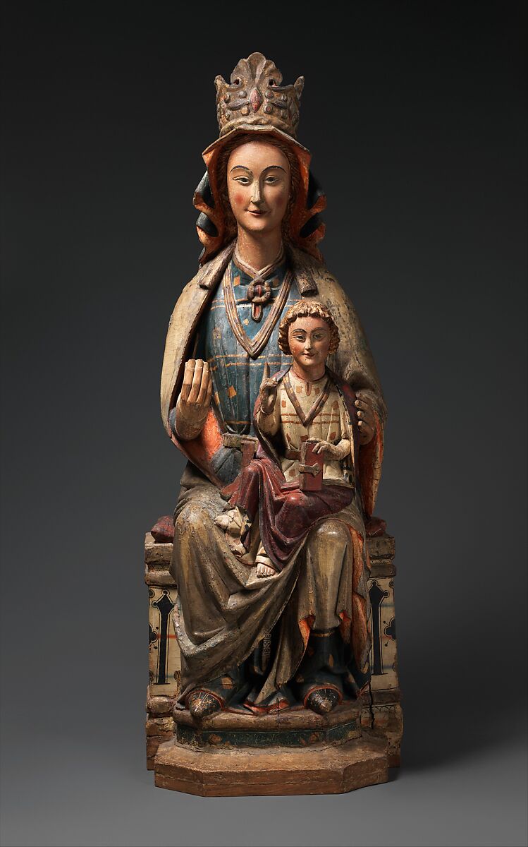 Enthroned Virgin and Child, Maple, paint, and gilt, Spanish 