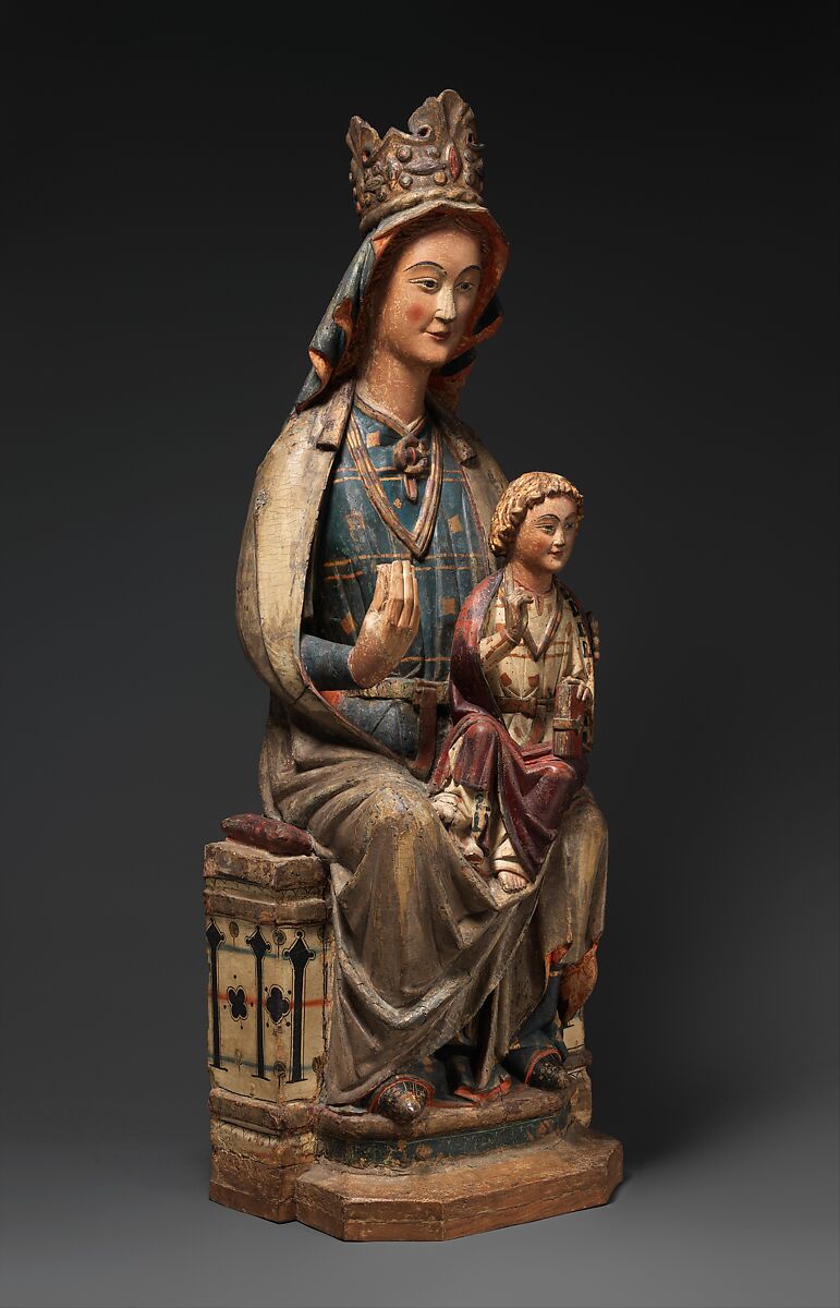 Enthroned Virgin and Child, Maple, paint, and gilt, Spanish