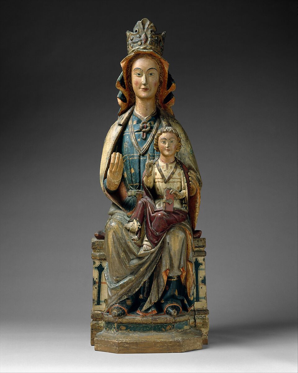 Enthroned Virgin and Child, Maple, paint, and gilt, Spanish