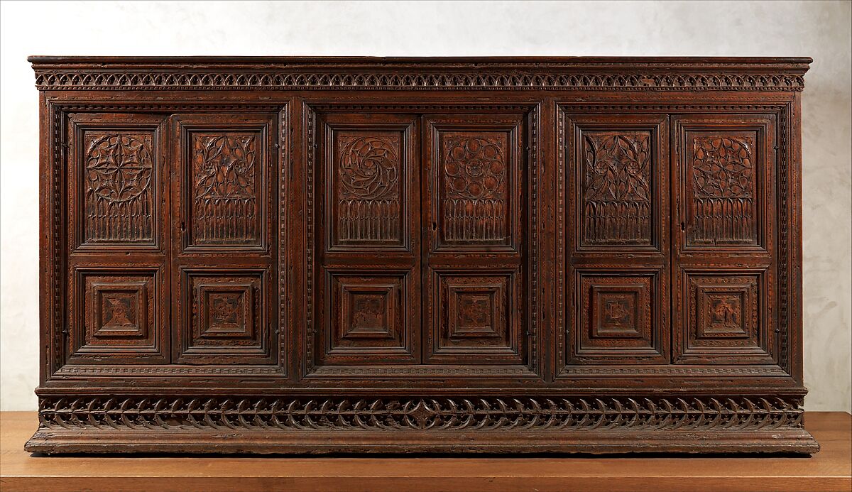 Credenza, Walnut with intarsia, Italian