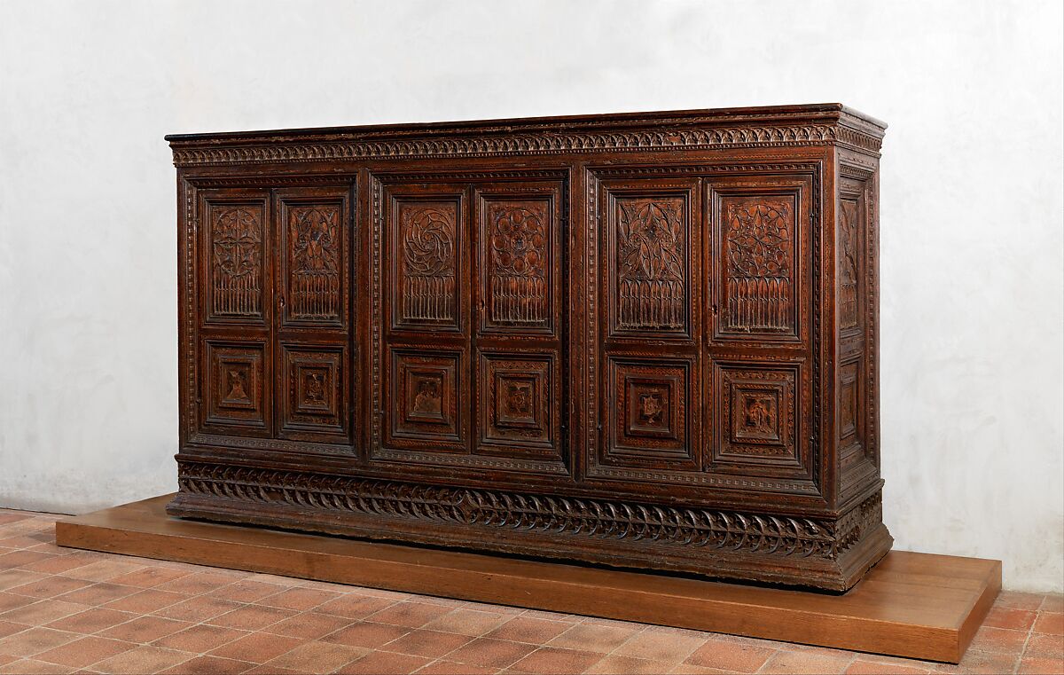 Credenza, Walnut and intarsia, Italian 