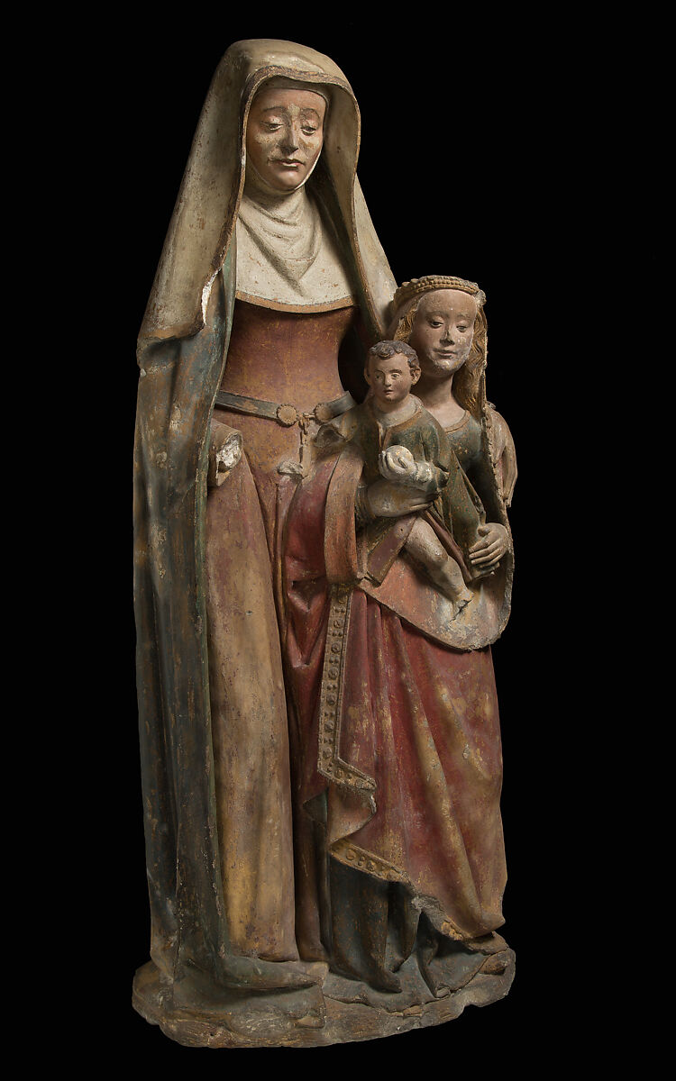 Saint Anne with the Virgin and Child, Limestone, paint, French 