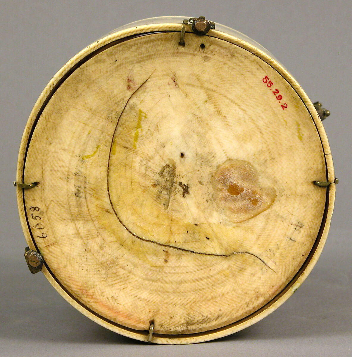 Box with Equestrian Falconers, Elephant ivory with copper alloy mounts, polychromy, Italian