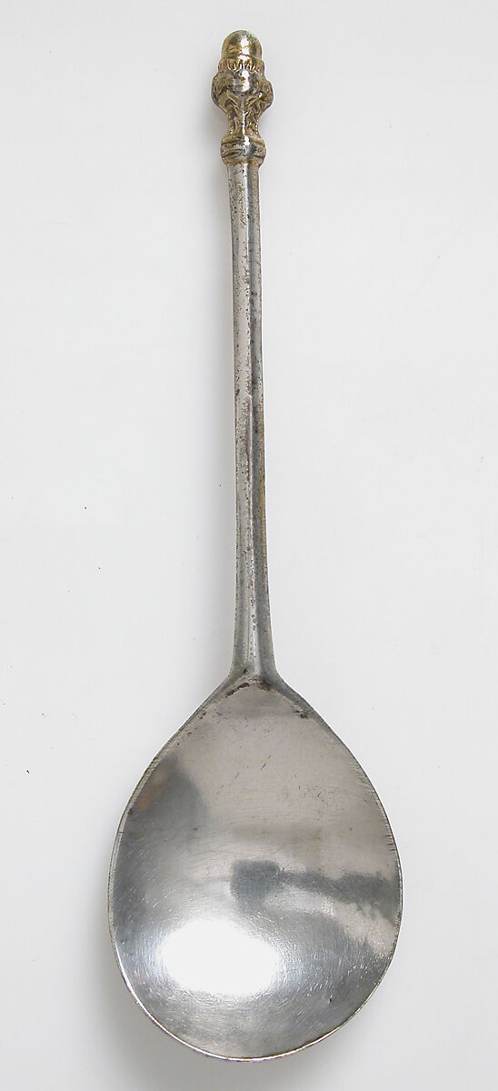 Acorn Knop Spoon, Silver, partial gilt, British 