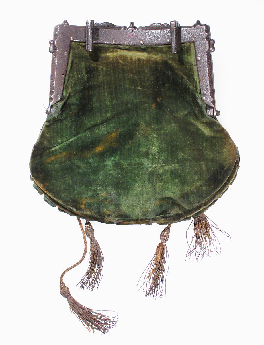 Bag for Game with Iron Mounts, Iron, velvet & silk, European
