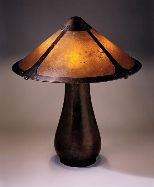 Lamp, Dirk Van Erp (American, 1862–1933), Copper base, mica and copper shade, American