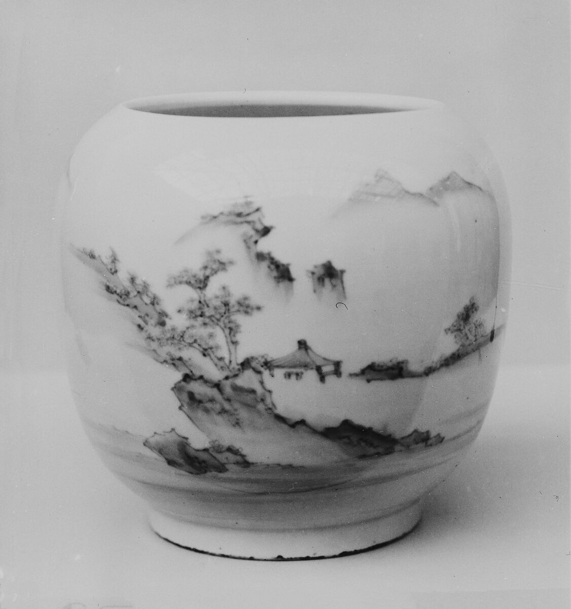 Jar, White porcelain decorated with blue under the glaze, Japan 