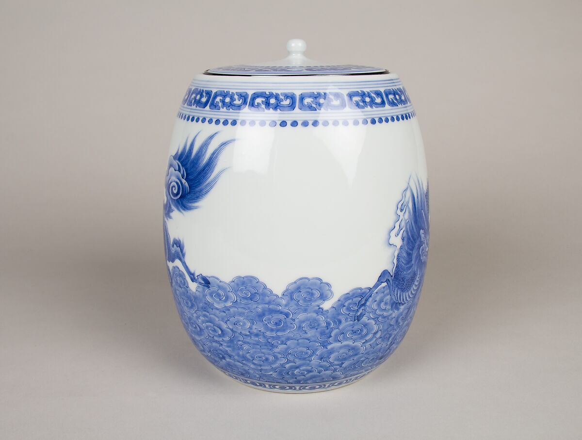 Freshwater Jar with Kirin (Mythical Chimera), Porcelain with underglaze blue decoration (Hirado ware), Japan