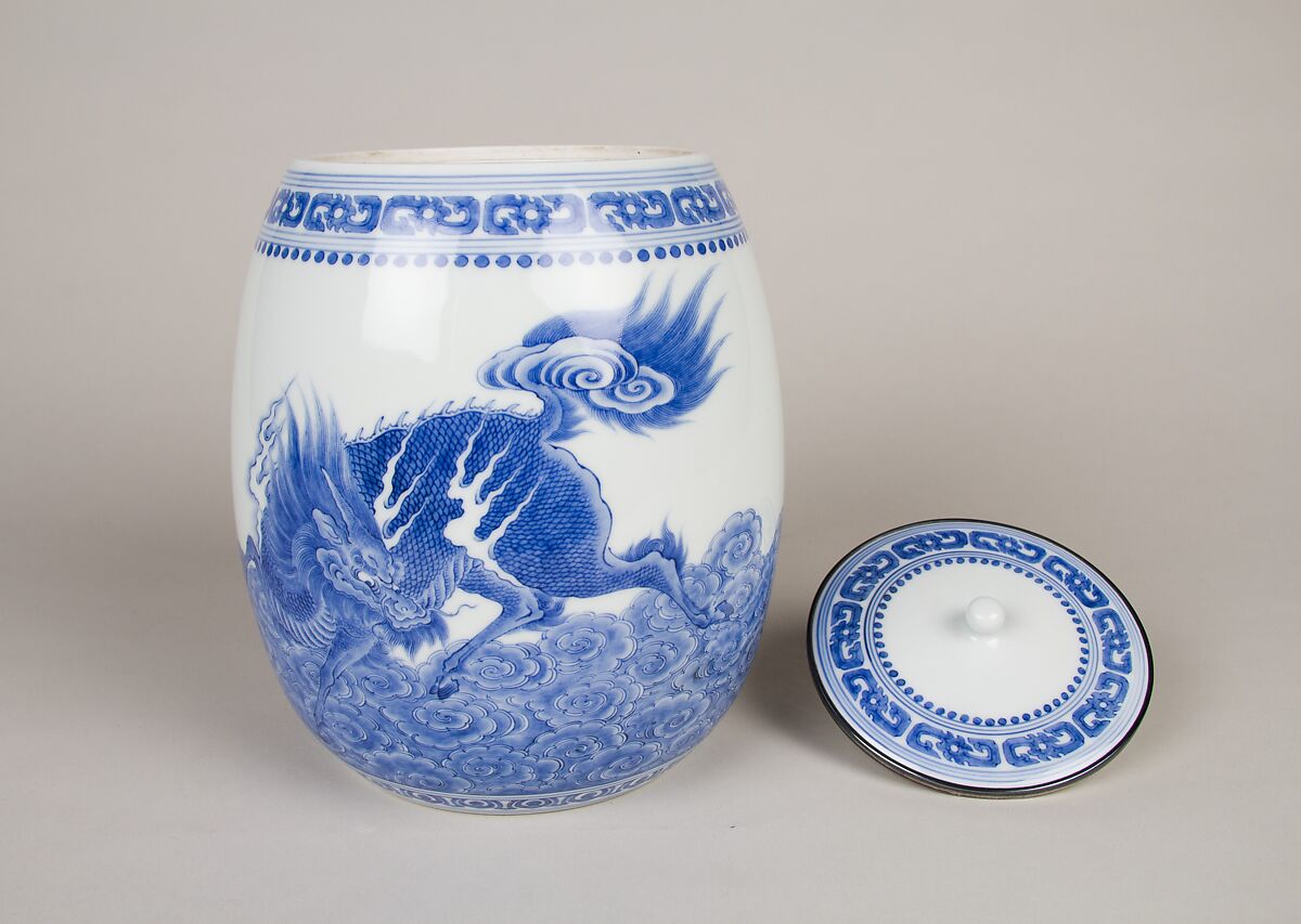 Freshwater Jar with Kirin (Mythical Chimera), Porcelain with underglaze blue decoration (Hirado ware), Japan